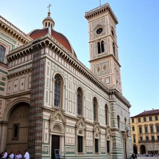 Immagine di Palazzo Vecchio a Firenze con restauratori al lavoro.