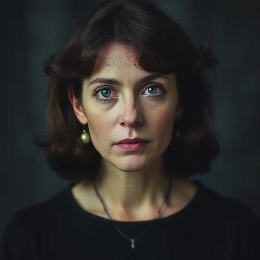 Ritratto stilizzato di Elena Ferrante, la celebre scrittrice italiana