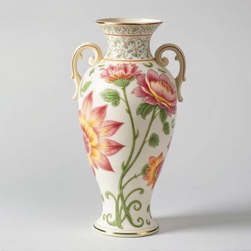 Vaso in ceramica di Faenza decorato con motivi floreali tradizionali